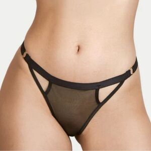 Naja Kiki Cut Out Thong Mesh black adjustable Underwear XS/SM new with tags